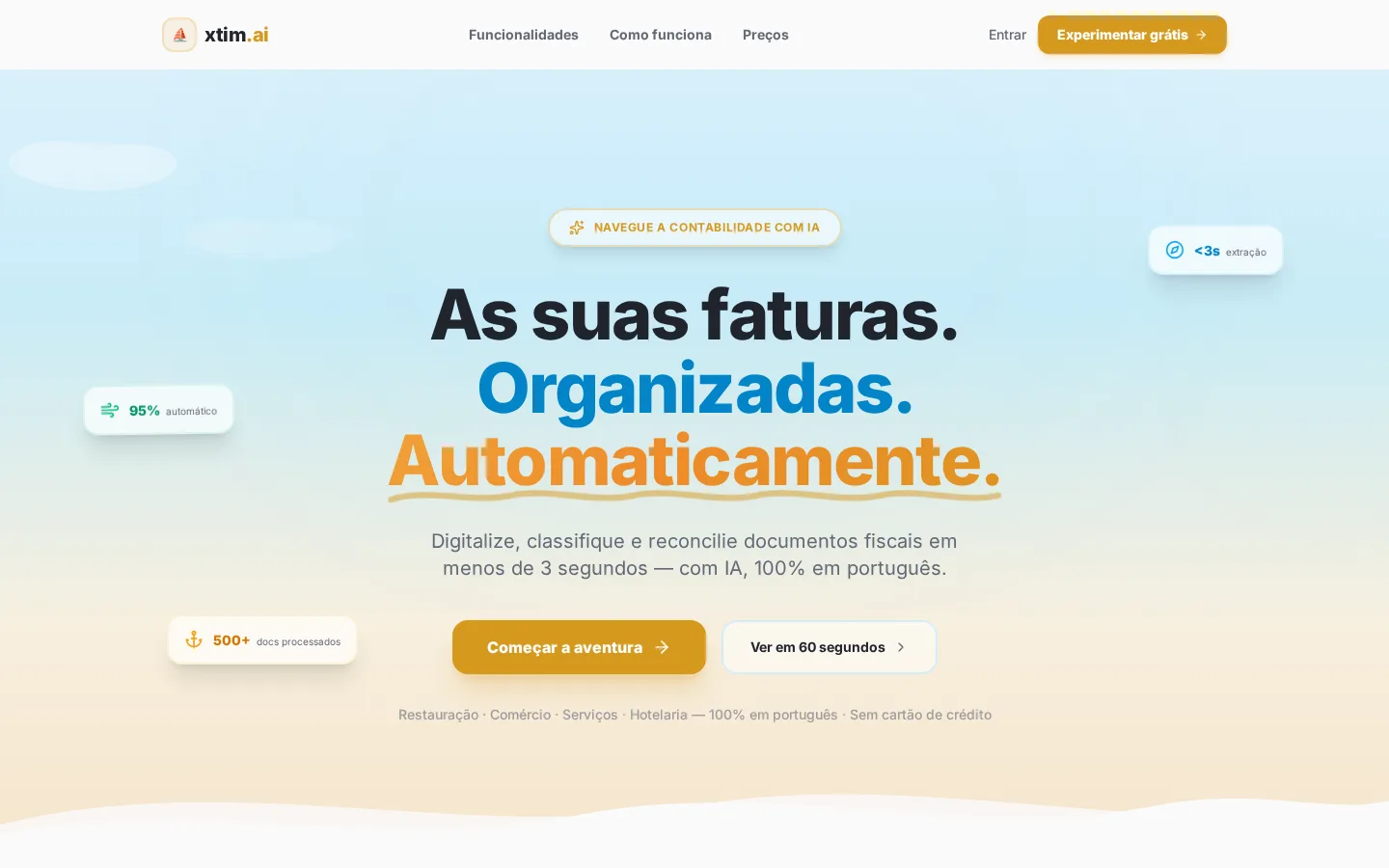 TIM — Portuguese AI accounting SaaS — reads invoices, classifies documents, reconciles bank transactions automatically.